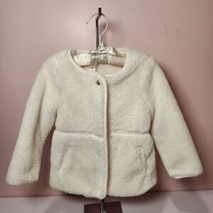 Janie and Jack Ivory Faux Fur Dressy Holiday Formal Coat Jacket 18 to 24 Months